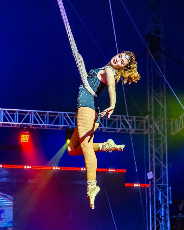 Aerialist performing in the air